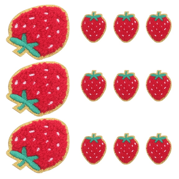 DRAFIDEEP Red Strawberry Appliques Heat Melt Adhesive Patches for Bags 12Pcs