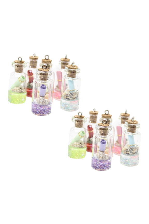 Drift Bottle Resin Pendants Assorted Colors for Jewelry Crafting and Making 12 Pieces Set