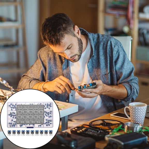 DRAFIDEEP 150 Pcs Variable Resistor Control Module Durable Trim Potentiometer for Engineers