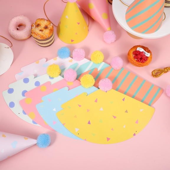 DRAFIDEEP 16Pcs Reusable Multi Color Cone Party Hats with Pompom for Adult and Birthday Party Use