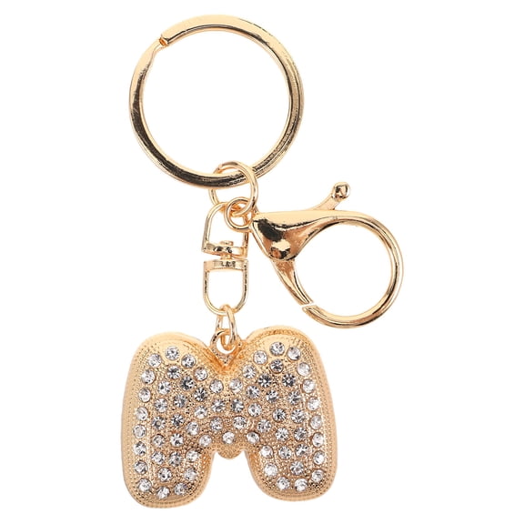 OUNONA Golden Letter Keychain with Rhinestone Accent Durable Zinc Alloy Bag Charm for Women's and Backpacks Size 3.5 Inches