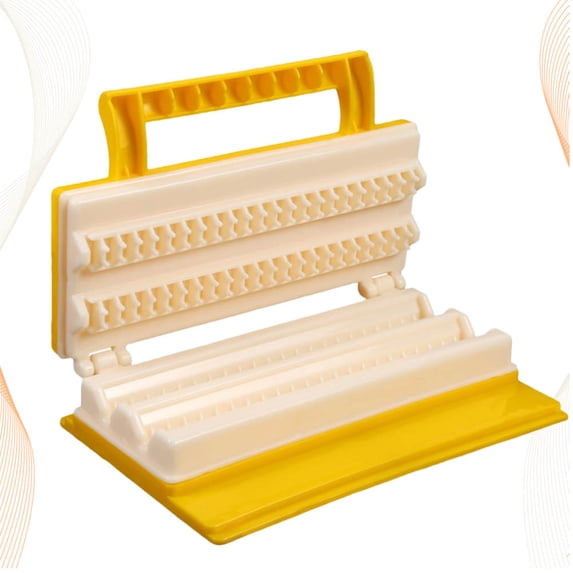 DRAFIDEEP Handheld Barbecue Meat Skewer Machine, 1 Pack Yellow ABS Tool for Easy Grilling and Outdoor BBQ with Friends