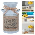 thumbnail image 1 of DRAFIDEEP 1Pack Farmhouse Flower Bucket Iron With Cloth Patchwork Milk Jug Shaped Study Adornment, 1 of 8