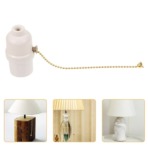 DRAFIDEEP 1Pack Light Bulb Base Pull Chain Lamp Socket for Ceilings and Workshops in Gold and .50X3.00X1.00in