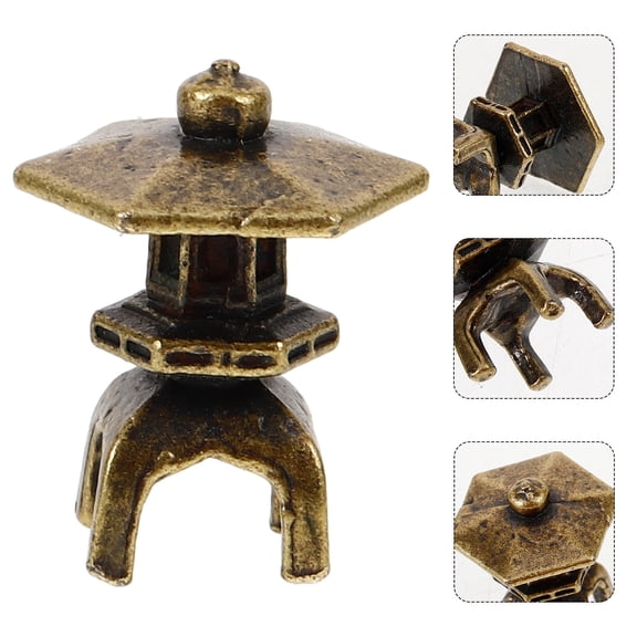 DRAFIDEEP 1Pack Micro Landscape Pavilion Decoration Copper Alloy High Simulation Miniature Pavilion For Living Room