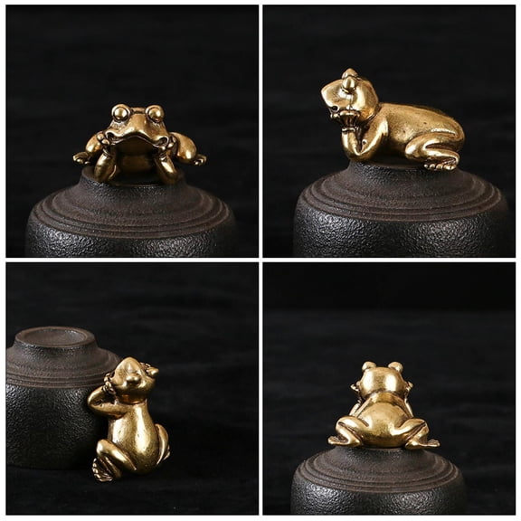 DRAFIDEEP 1Pack Mini Frog Ornament Brass Statue Tea Pet Paperweight for Home Decor