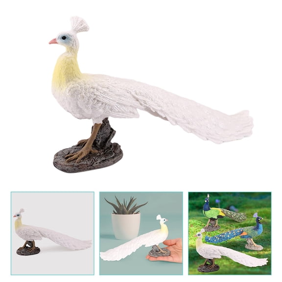 DRAFIDEEP Imitation Peacock Decorative Figurines White Plastic 1Pcs 9.4x3x5.6in