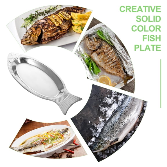 OUNONA Stainless Steel Steamed Fish Plate Fish Platter for Home Use, Perfect for Steaming, 1 Piece