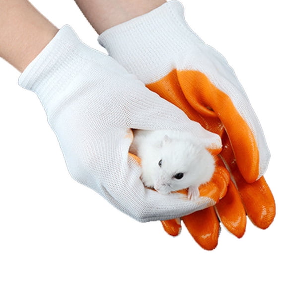 DRAFIDEEP 1Pair Hamster Anti Scratch Glove White Breathable Rubber Animal Protection with Bite Resistance
