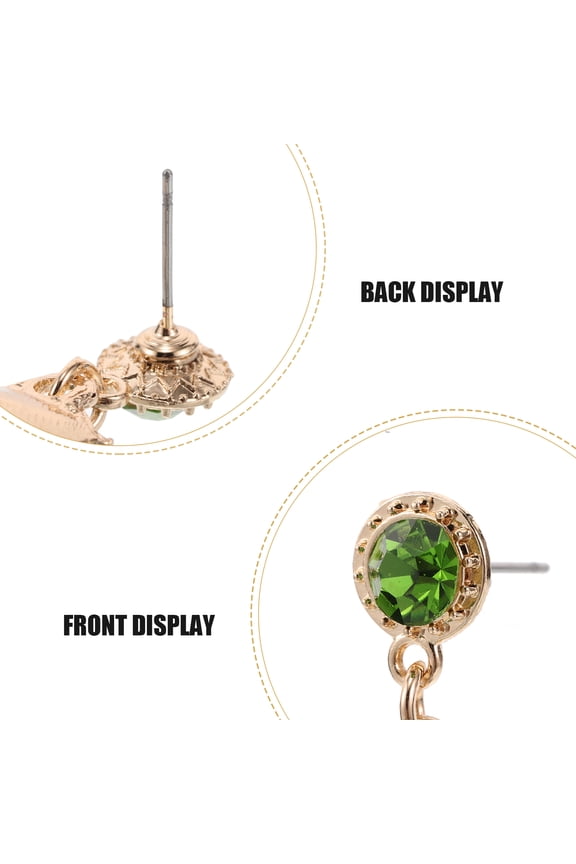1Pair Irish Shamrock Dangle Earrings with Rhinestone Design for St Patricks Day Celebration