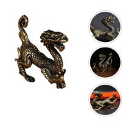 DRAFIDEEP 1Pc Brass Dragon Ornament Desktop Decor Unique Home Adornment Golden Sculpture