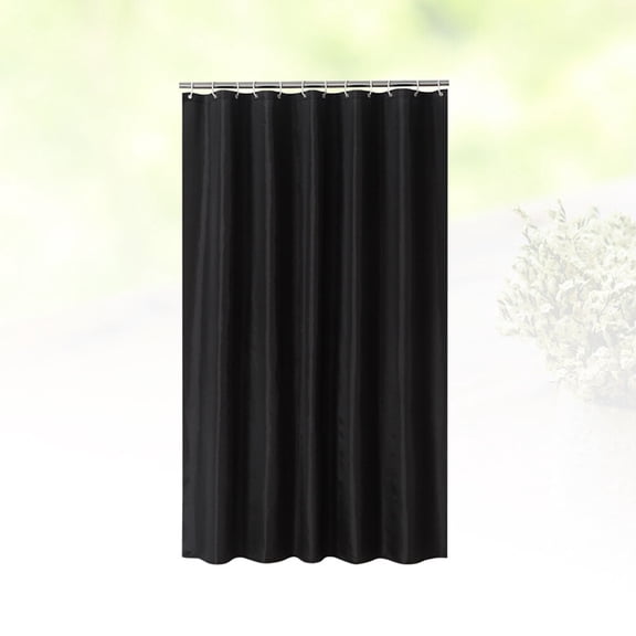 DRAFIDEEP 1Pc Black Bath Curtain Waterproof Polyester Shower Curtain Blunt Cut Edges Rustproof Grommets