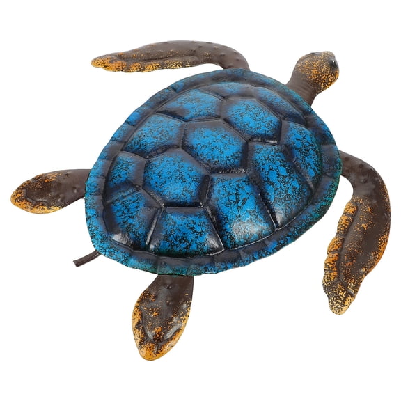 DRAFIDEEP 1Pc Blue Iron Tortoise Shaped Wall Hanging Decor for Room 9.43X8.25X0.20in