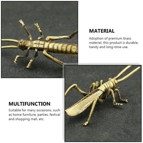 DRAFIDEEP Vintage Brass Locust Statue, Smooth Golden for Elegant Home and Office Decoration