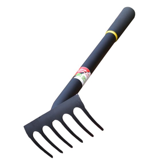 DRAFIDEEP 1Pc Gardening Hand Tool Steel Rake with Comfortable Rubber Handle for Weeding