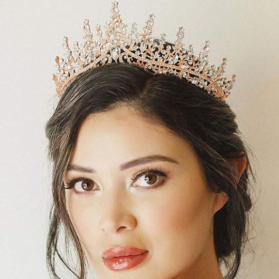 DRAFIDEEP 1Pc Golden Wedding Bridal Crown Rhinestone Hair Accessory for Women Birthday Party Jewelry