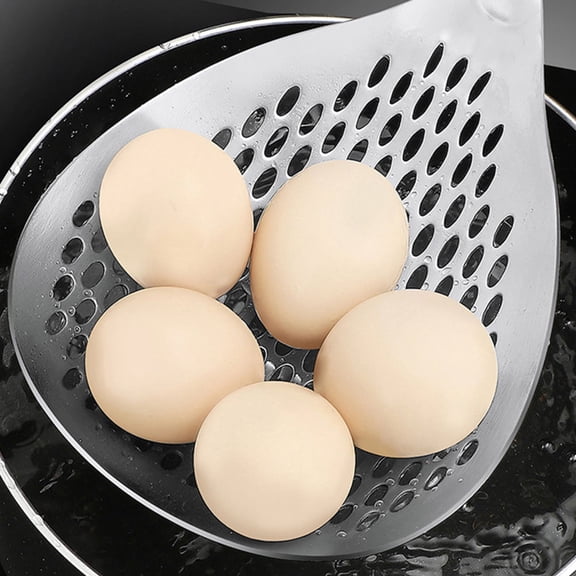 DRAFIDEEP Stainless Steel Kitchen Utensil 1-Pack Round Pasta Draining Spoon