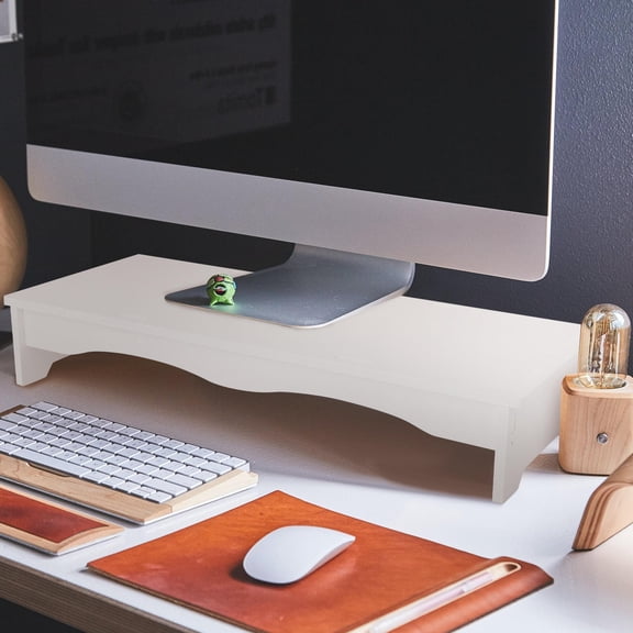 DRAFIDEEP White Plastic Computer Monitor Stand Riser Desk Organizer 1 Piece