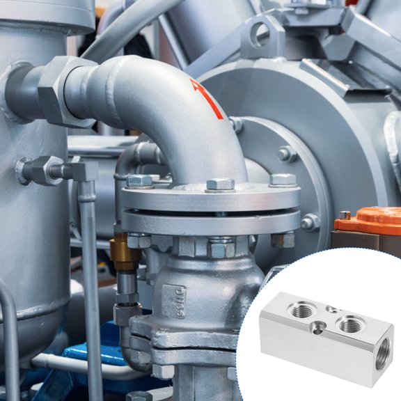 DRAFIDEEP 1Pc Pneumatic Manifold Air Distribution Block Efficient Plated Silver Manifold Fitting for Air Tools