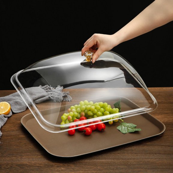 DRAFIDEEP 1Pc Transparent Acrylic Food Protective Cover Snack Tray Lid for Home Use