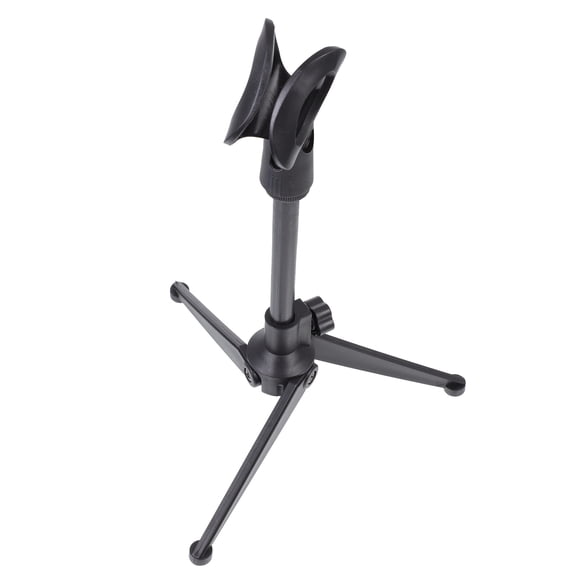 DRAFIDEEP 1Pcs Black Microphone Desk Stand for Live Streaming and Blogging with Triangular Base and Stable Height