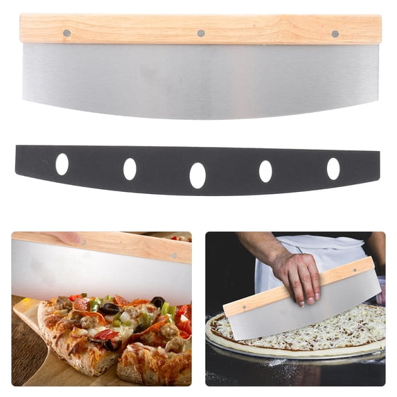 DRAFIDEEP 1Pcs Pizza Cutter with Wooden Handle for Household Hand Tool