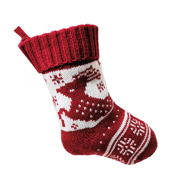 DRAFIDEEP 1Pcs Present Packing Bag Red Acrylic Knit Stocking Shaped For Christmas Party Supplies And Ornaments
