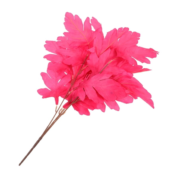 DRAFIDEEP 1Pcs Rosy Artificial Leaves Stem Leaf Shape Silk Fabric Iron Wire For Natural Feels Decoration