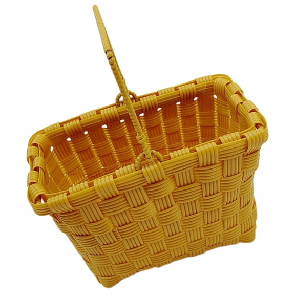 DRAFIDEEP 1Pcs Small Woven Storage Basket for Fruit and Snacks Practical Design Orange 7.5x5.1in