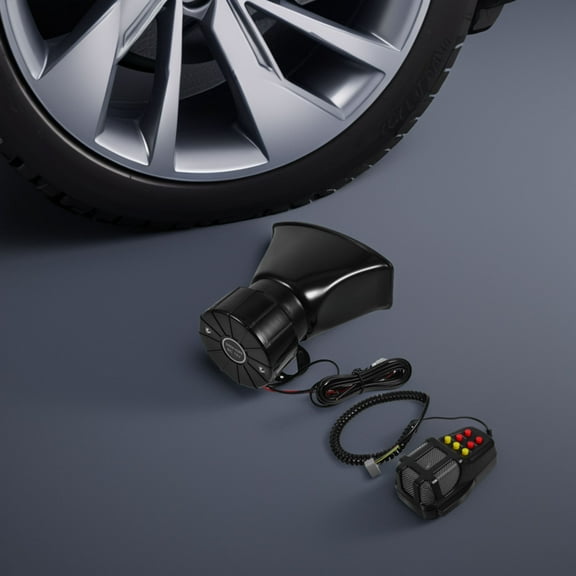 DRAFIDEEP 1Pcs Trumpet Horn for Truck Loud Train Horn Warning Signal Vehicle Accessory 7 Sounds Black ABS 6.1x6.7x3.7in