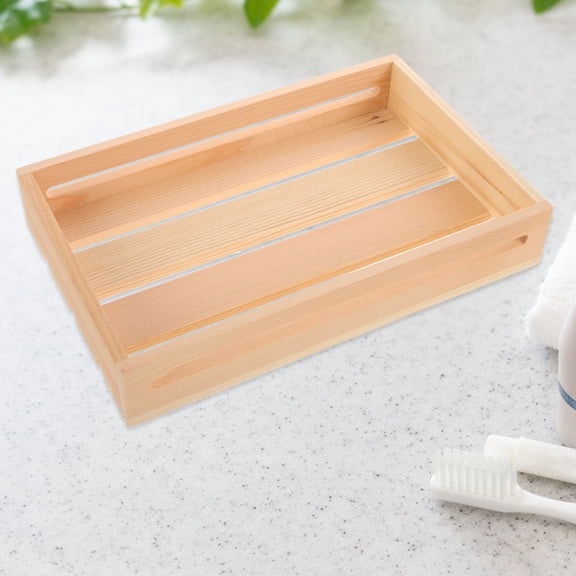 DRAFIDEEP Wooden Rectangular Soap Dish Pedestal for Bathroom Countertop Organization and Storage