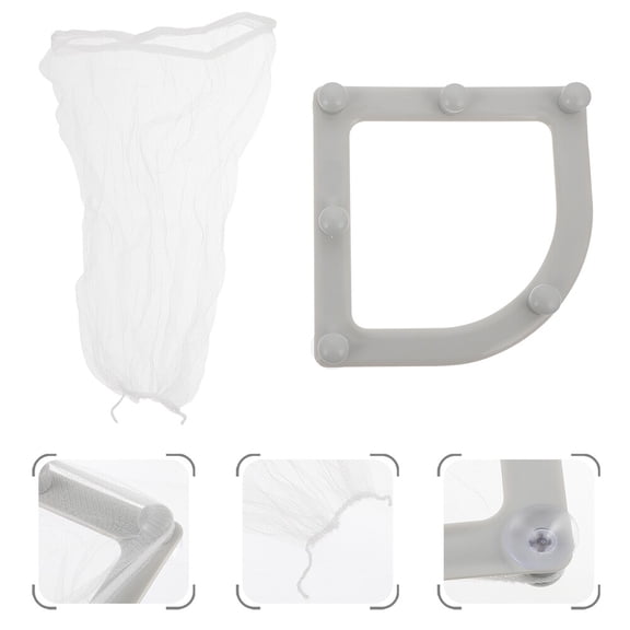 DRAFIDEEP 1Set Assorted Color PP Sink Triangle Holder and Mesh Bag Kitchen Sink Triangle -Holder Filter 14X5.5X0.7In