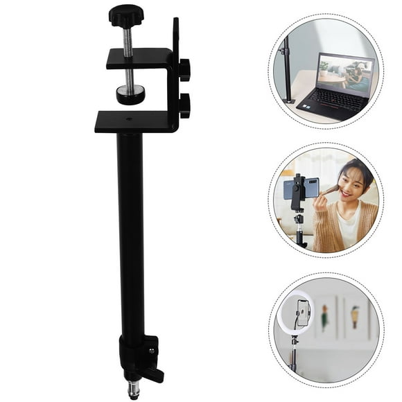 DRAFIDEEP 1Set Black Aluminum Alloy Adjustable Desk Camera Stand for Video Light and Live Streaming 11.8x1.4in