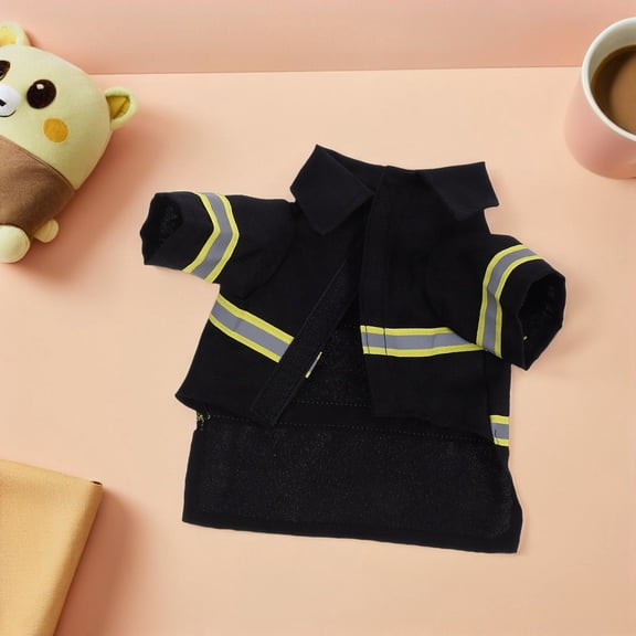 DRAFIDEEP 1Set Black Firefighter Uniform Shape Pet Coat Soft Material for Performance Wear