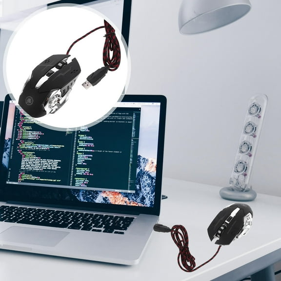 DRAFIDEEP Gaming Mouse Led Lights Anti-slip Foot Pads Black 1Pack 5.1x3.1x1.6in