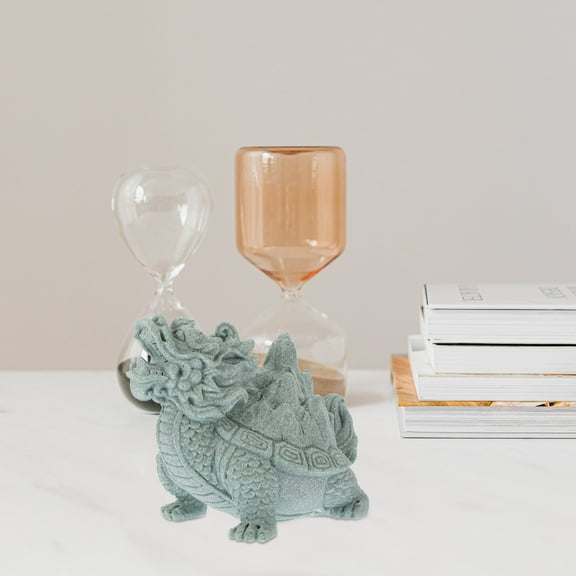 DRAFIDEEP 1Set Dragon Turtle Statue Grey Sandstone For Home And Office Ambiance Decorations