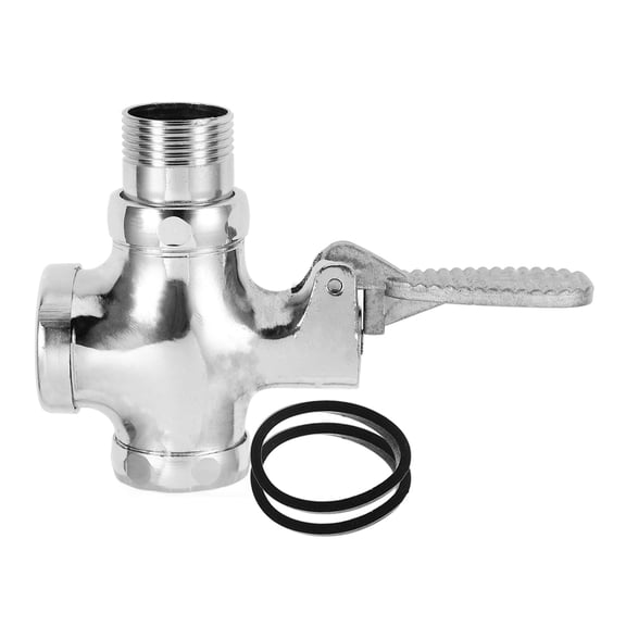 DRAFIDEEP 1Set Durable Plated Silver Foot Pedal Flush Valve for Bathroom with Quick Installation and Delay Shutoff