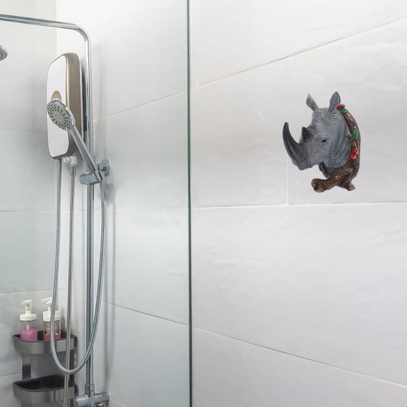DRAFIDEEP 1Set Easy Install Rhino Head Resin Wall Hook for Kitchen Coat Hat Backpack Towel