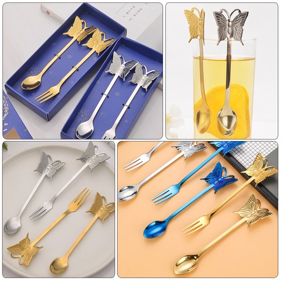 DRAFIDEEP 1Set Elegant Golden Multi Function Cake Spoon with Wear Resistant Handle for Dessert and Coffee