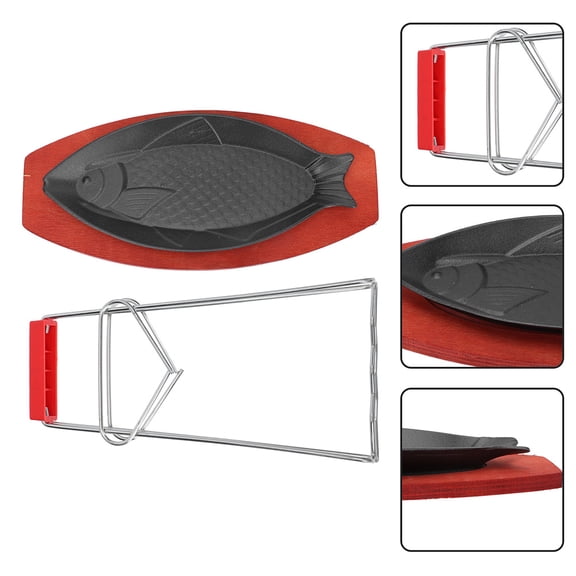 DRAFIDEEP 1Set Cast Iron Grill Pan Fish Baking Plate High Thermal Conductivity Steak Serving Tray Assorted Color