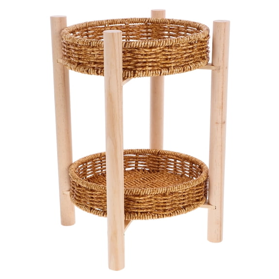 DRAFIDEEP 1Set Practical Brown Double Layer Storage Basket for Organizing Snacks and Fruit