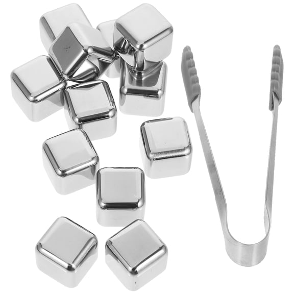 DRAFIDEEP Stainless Steel Ice Cubes Reusable Silver 1 Set for Home Bars