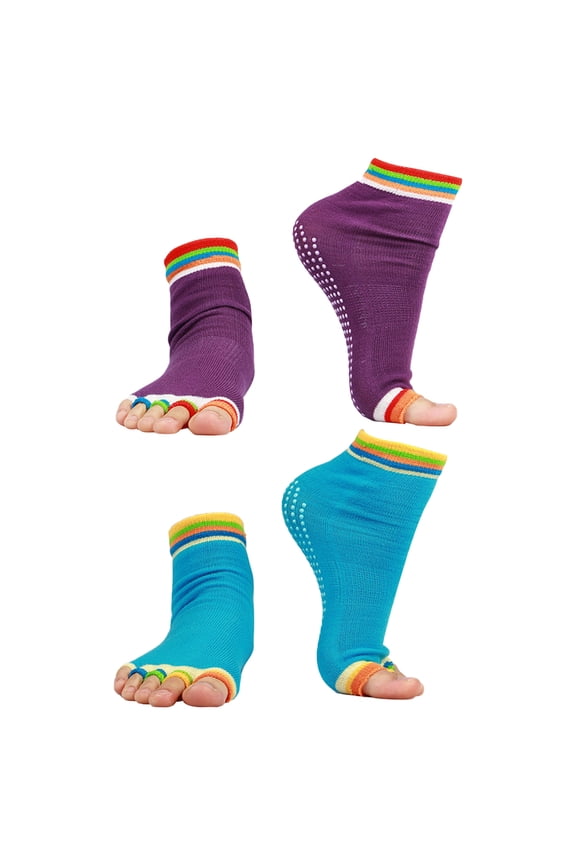 2 Pair Ballet Socks with Anti Slip Grip Design for Dancing Sports Dark Blue 8.85x3.94x0.2Inches
