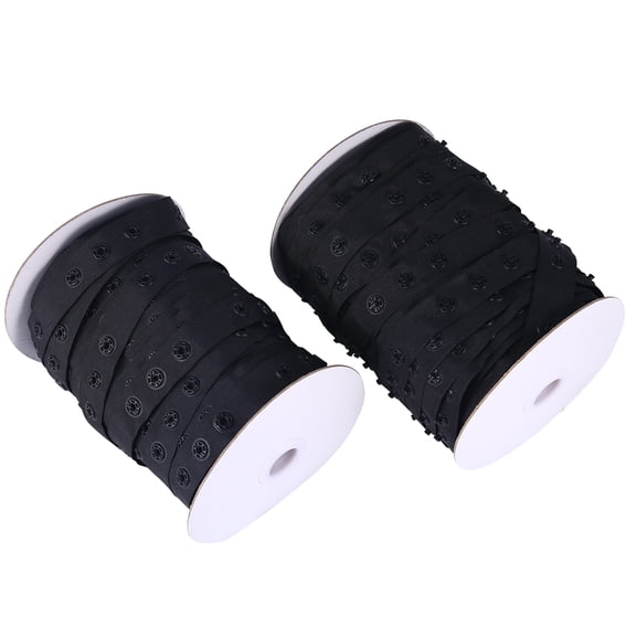 DRAFIDEEP 2 Rolls Handmade Brooch Buckle Material Black Rectangular Snap-fastener for DIY Projects Friends