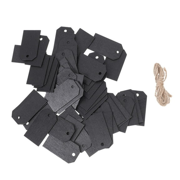 DRAFIDEEP 2 Sets Wooden Decorative Tag Name Label Number Tags Retail Tags Rope Black