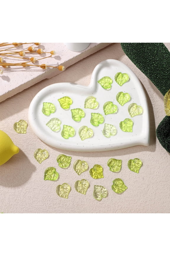 200 Pieces Leaf Shape Green Acrylic Dangle Pendants Jewelry Charms for Friends Crafting