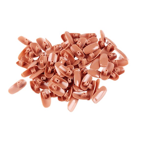 DRAFIDEEP 200Pcs Training Fake Nails Coffee Color ABS Material Nail Art Practice Set