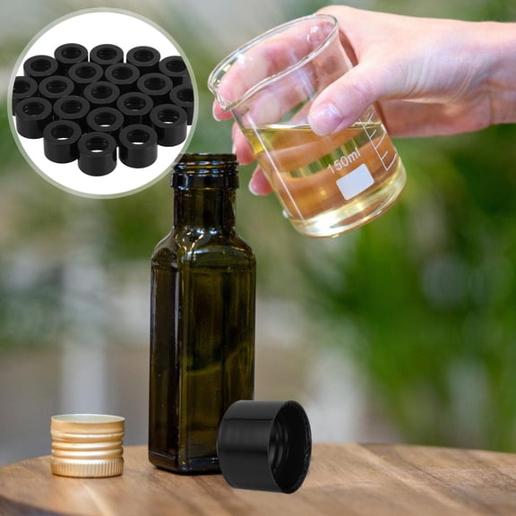 DRAFIDEEP 20Pcs Black Perfume Bottle Caps with Hole Aromatherapy Cap Replacement for Home Bottles