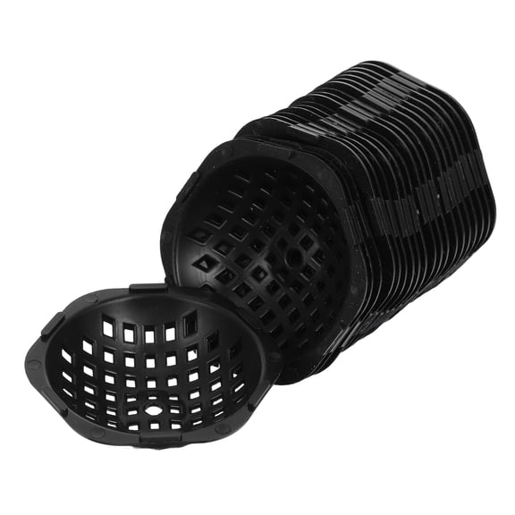 OUNONA Black Round Plastic Flower Pot Drainage Mesh Pads for Garden Plants, Lightweight, 20 Pieces for Better Water