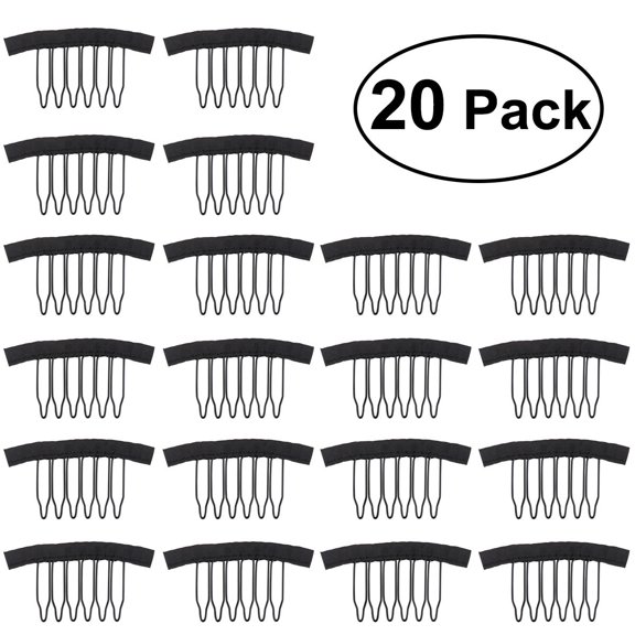 DRAFIDEEP 20Pcs Durable Steel Tooth Wig Combs Black for Secure Fixing on Wig Caps
